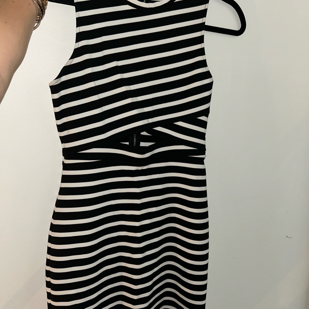 Express Black and White Asymmetrical Dress
